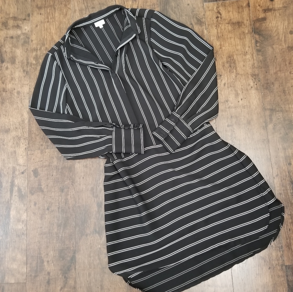 Daniel Cremieux Black and White Striped Midi Dress